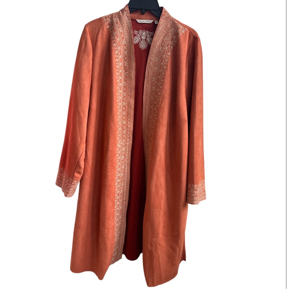 Soft Surroundings Leona Embroidered Open Long Jacket Duster Blazer 1X - Picture 3 of 7